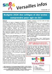SNES-FSU Versailles Infos n°1 : budget des collèges et lycées